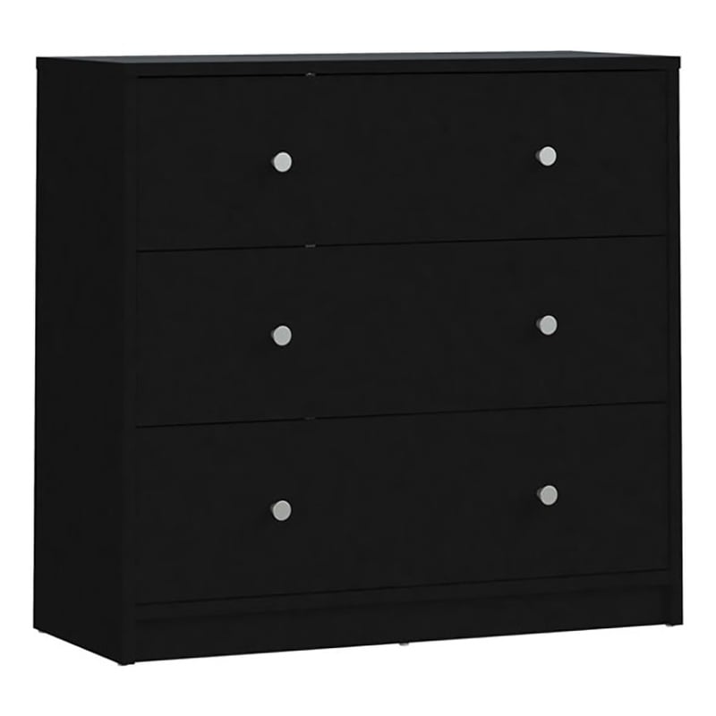 Pemberly Row Traditional 3-Drawer Engineered Wood Chest in Black