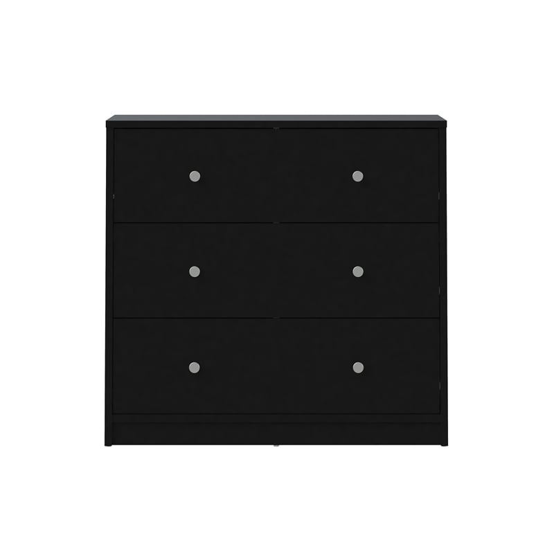 Pemberly Row Traditional 3-Drawer Engineered Wood Chest in Black