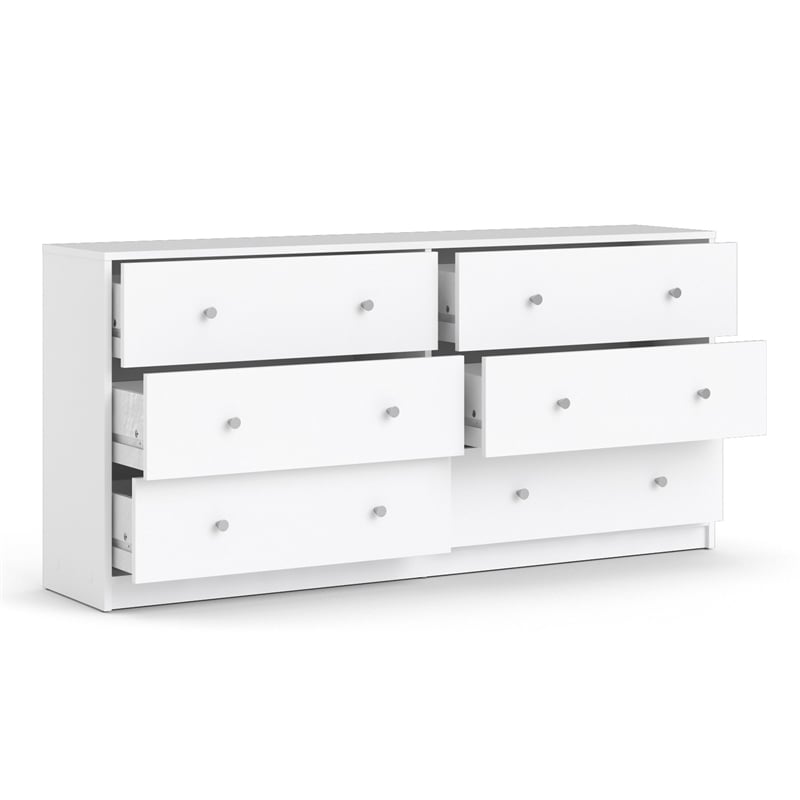 Pemberly Row 6-Drawer Contemporary Engineered Wood Double Dresser in White