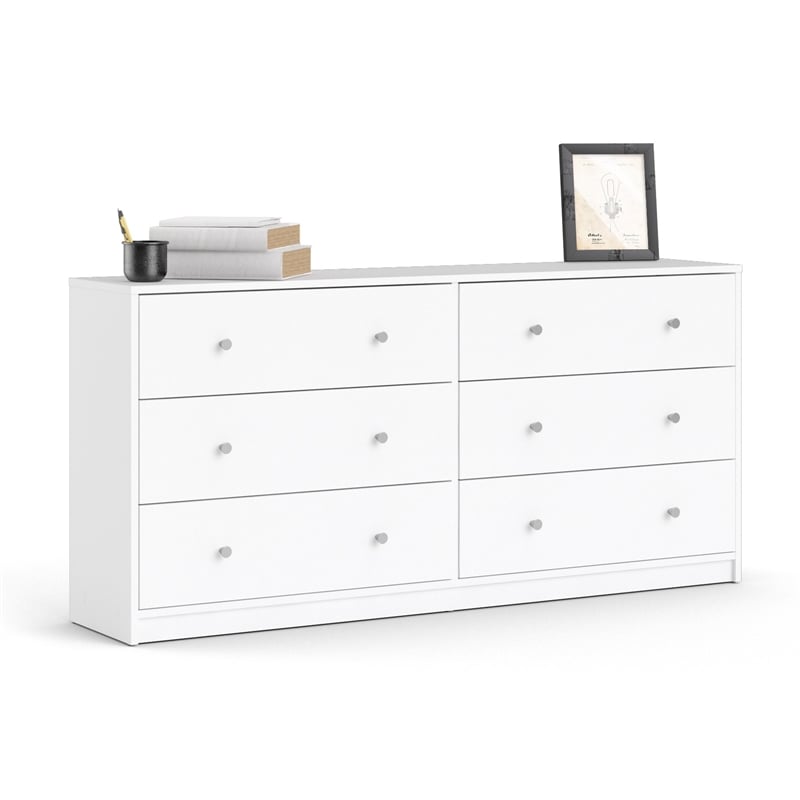 Pemberly Row 6-Drawer Contemporary Engineered Wood Double Dresser in White