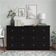 Pemberly Row Contemporary 6 Drawer Double Dresser in Black