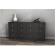 Pemberly Row Contemporary 6 Drawer Double Dresser in Black