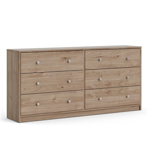 Pemberly Row Engineered Wood Brown Contemporary 6 Drawer Double Dresser