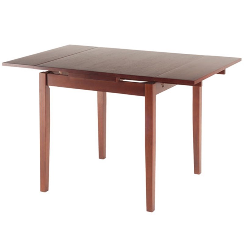 Pemberly Row Drop Leaf Transitional Solid Wood Dining Table in Rich Walnut