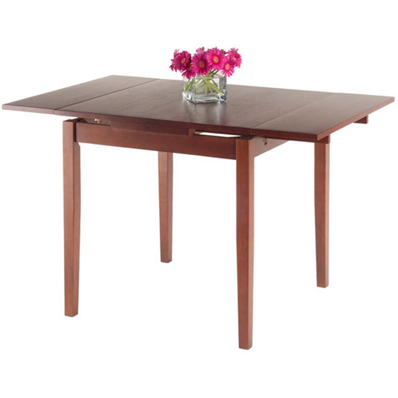 Pemberly Row Drop Leaf Transitional Solid Wood Dining Table in Rich Walnut