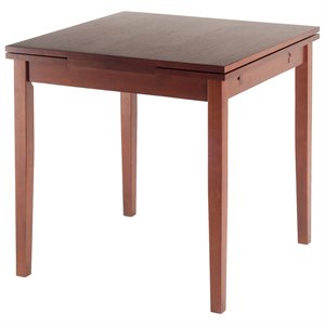 Pemberly Row Drop Leaf Transitional Solid Wood Dining Table in Rich Walnut