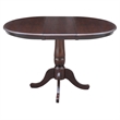 Pemberly Row Round Extendable Traditional Wood Pedestal Dining Table in Brown