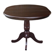 Pemberly Row Round Extendable Traditional Wood Pedestal Dining Table in Brown