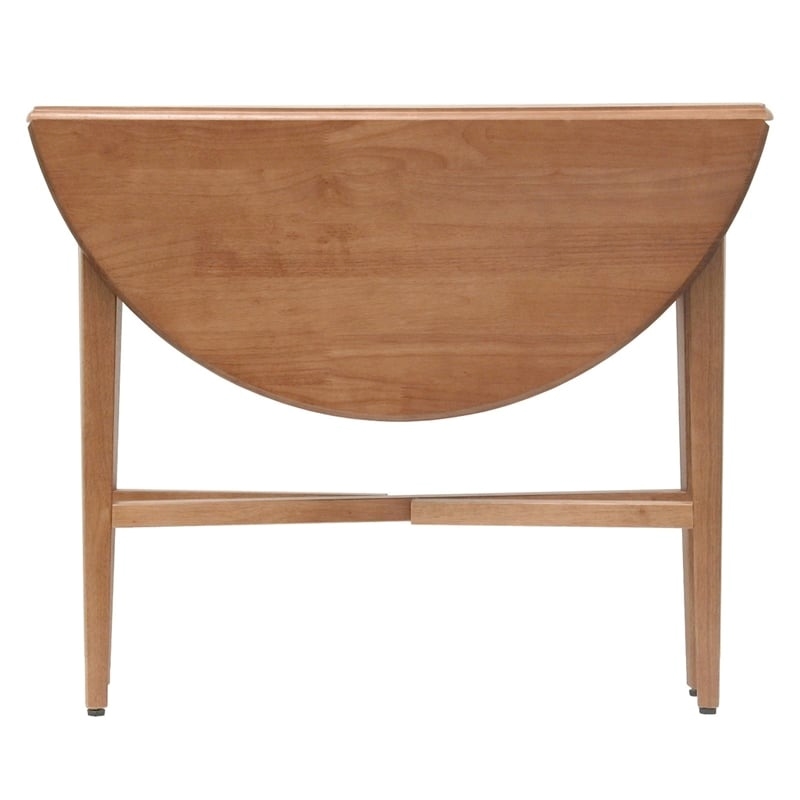 Pemberly Row Round Drop Leaf Contemporary Solid Wood Dining Table in Light Oak