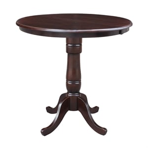 Pemberly Row 36&quot Round Top Counter Table With 12&quot Leaf in Mocha Brown
