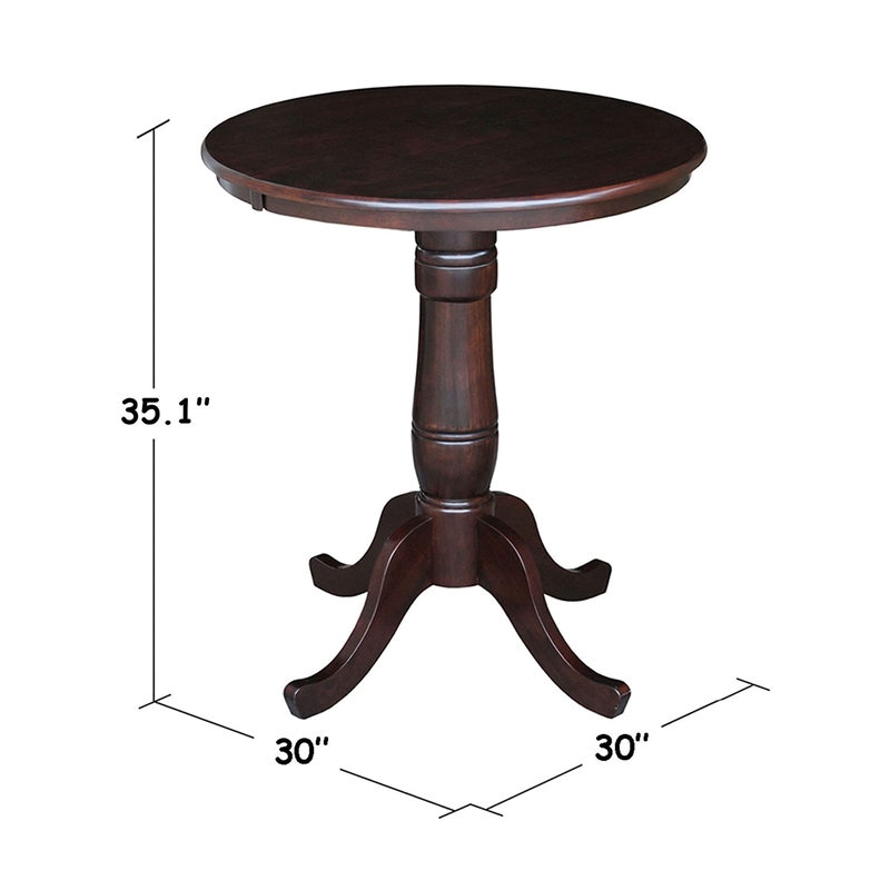 Pemberly Row Round Wood Counter Height Dining Table in Brown