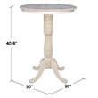 Pemberly Row Traditional Wood Round Top Natural Bar Table in Unfinished