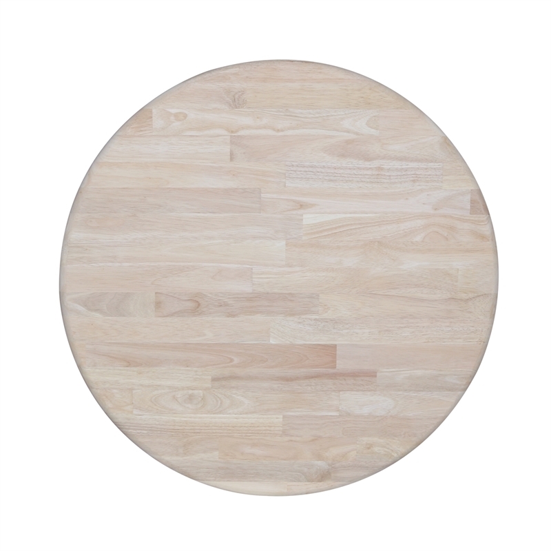 Pemberly Row Traditional Wood Round Top Natural Bar Table in Unfinished