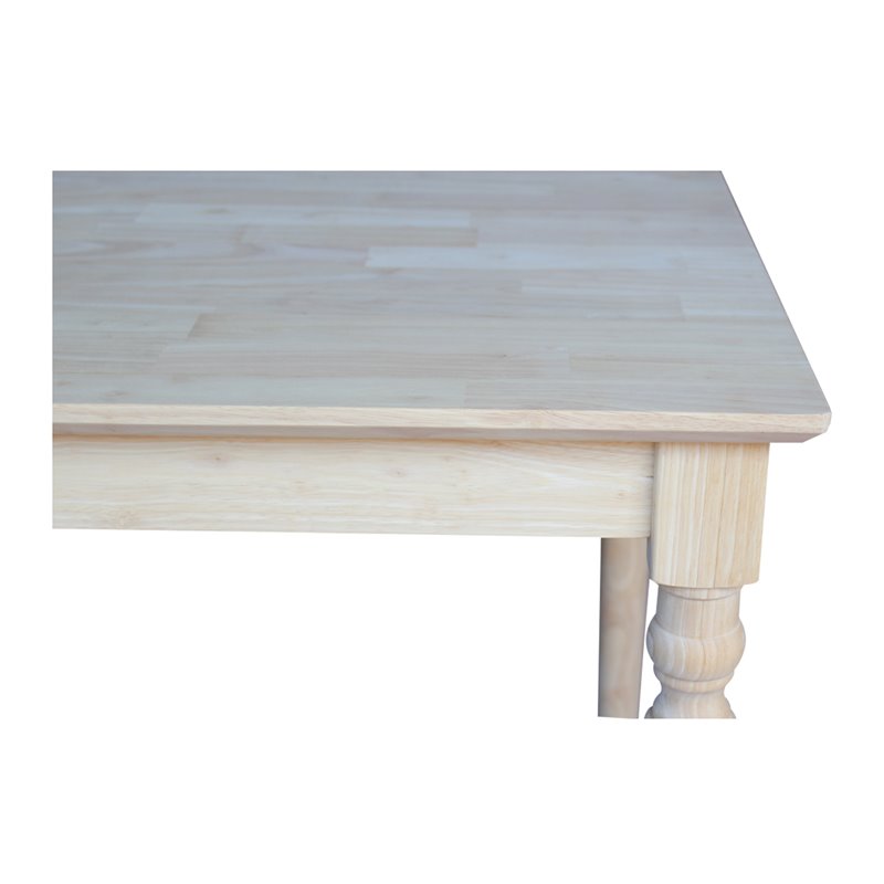 Pemberly Row Solid Wood Top Table with Turned Legs in Natural