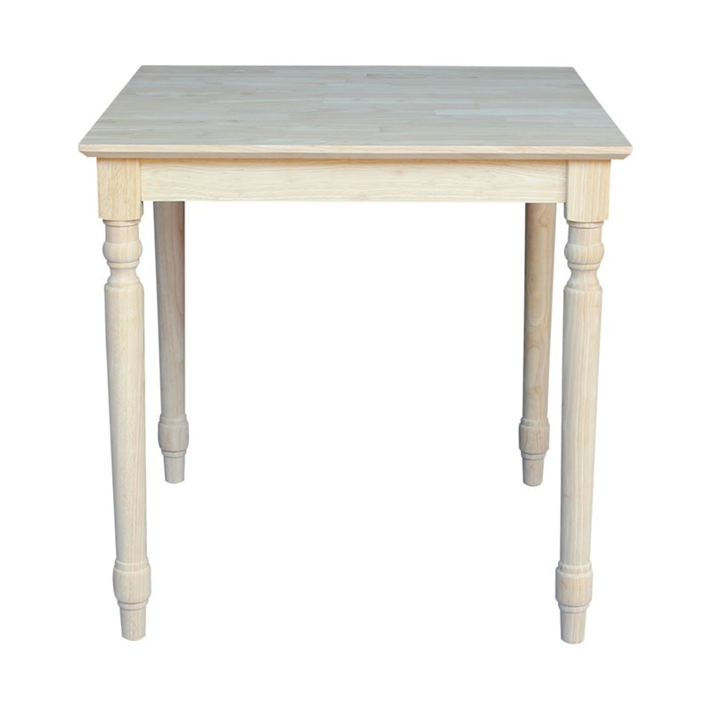 Pemberly Row Solid Wood Top Table with Turned Legs in Natural