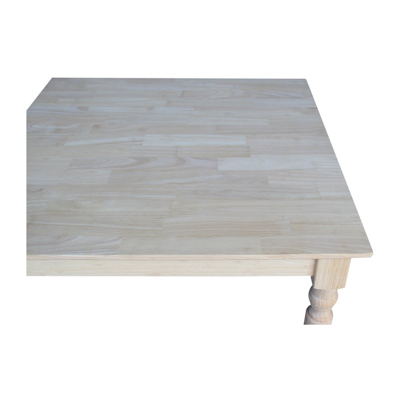 Pemberly Row Solid Wood Top Table with Turned Legs in Natural