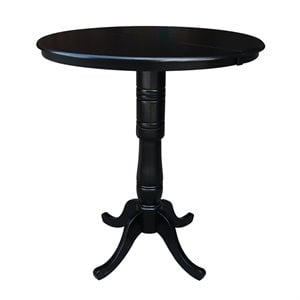 Pemberly Row 36&quot Round Dining Table With 12&quot Leaf in Black