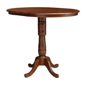 Pemberly Row 36&quot Round Top Dining Table With 12&quot Leaf in Brown