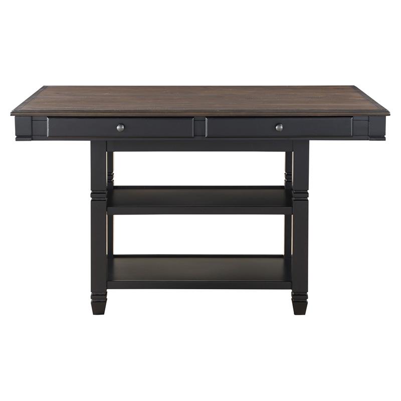 Pemberly Row Wood 4-Drawer Counter Height Dining Room Table in Black