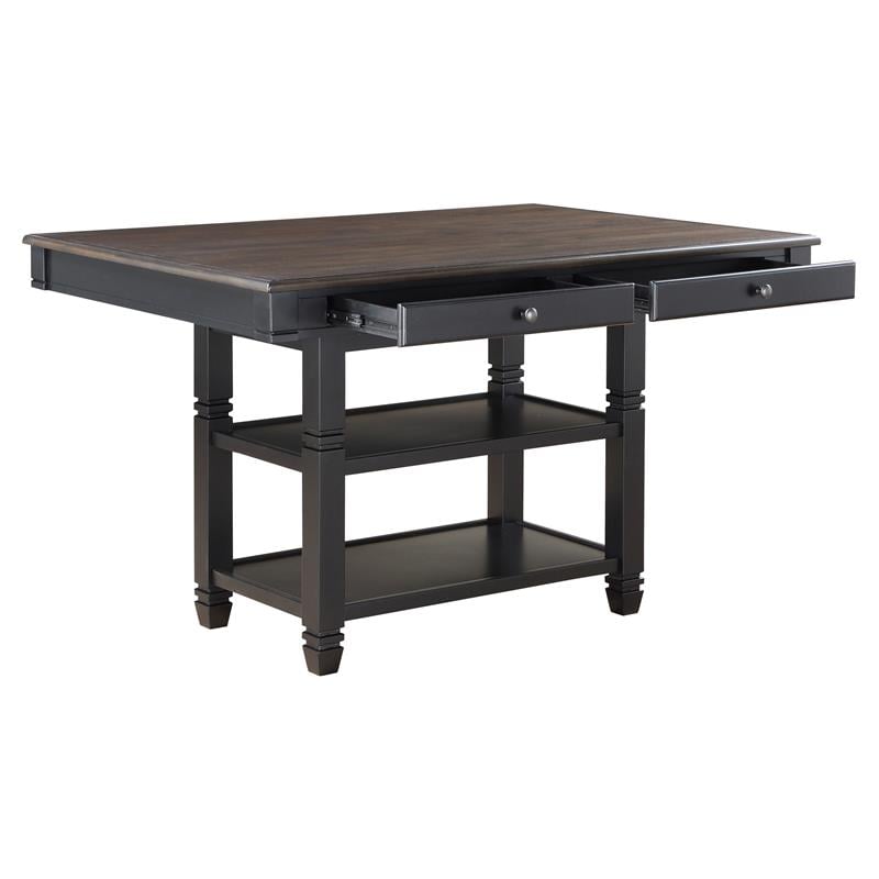 Pemberly Row Wood 4-Drawer Counter Height Dining Room Table in Black