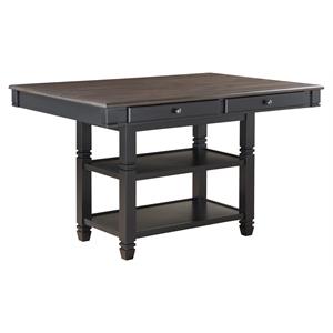 pemberly row wood 4-drawer counter height dining room table in black