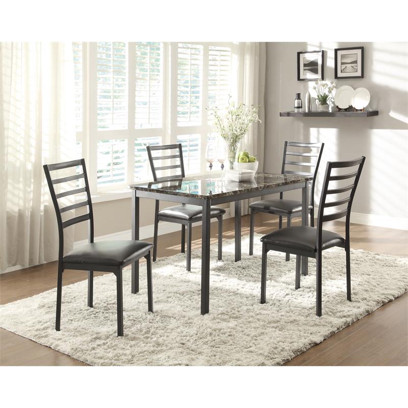 Pemberly Row Contemporary Metal Dining Room Table in Black Cymax Business