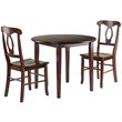 Pemberly Row 3-Piece Drop Leaf Transitional Solid Wood Dining Set in Rich Walnut