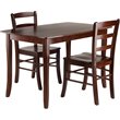 Pemberly Row 3-Piece Transitional Solid Wood Dining Set in Walnut