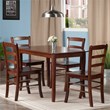 Pemberly Row 5-Piece Transitional Solid Wood Dining Set in Walnut