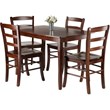 Pemberly Row 5-Piece Transitional Solid Wood Dining Set in Walnut