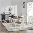 Pemberly Row 6-Piece Wood Butterfly Leaf Dining Set in Rubbed White/Rich Cherry