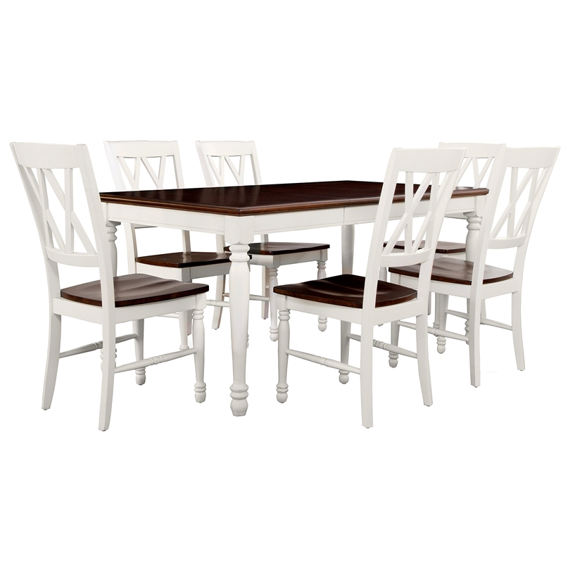 Pemberly Row 7 Piece Extendable Dining Set in White