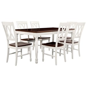 Pemberly Row 7 Piece Extendable Dining Set in White