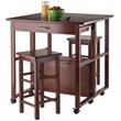 Pemberly Row 3-Piece Transitional Solid Wood Drop Leaf Dining Set in Walnut