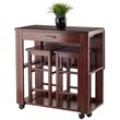 Pemberly Row 3-Piece Transitional Solid Wood Drop Leaf Dining Set in Walnut
