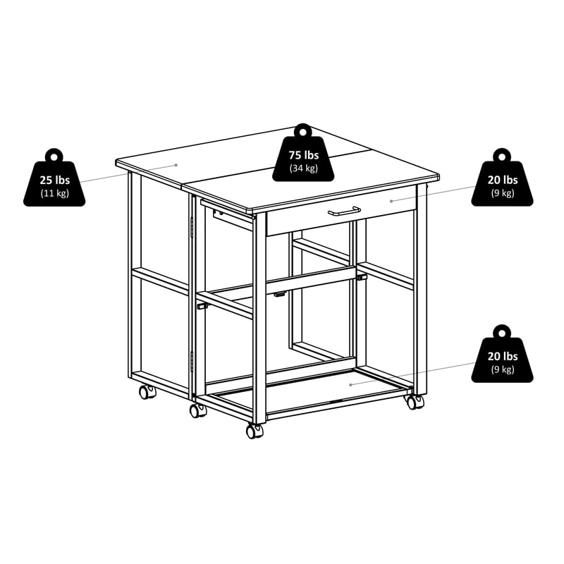 Pemberly Row 3-Piece Transitional Solid Wood Drop Leaf Dining Set in Walnut