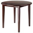 Pemberly Row 3-Piece Drop Leaf Solid Wood Dining Set w/ Round Tabletop in Walnut