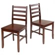 Pemberly Row 3-Piece Drop Leaf Solid Wood Dining Set w/ Round Tabletop in Walnut
