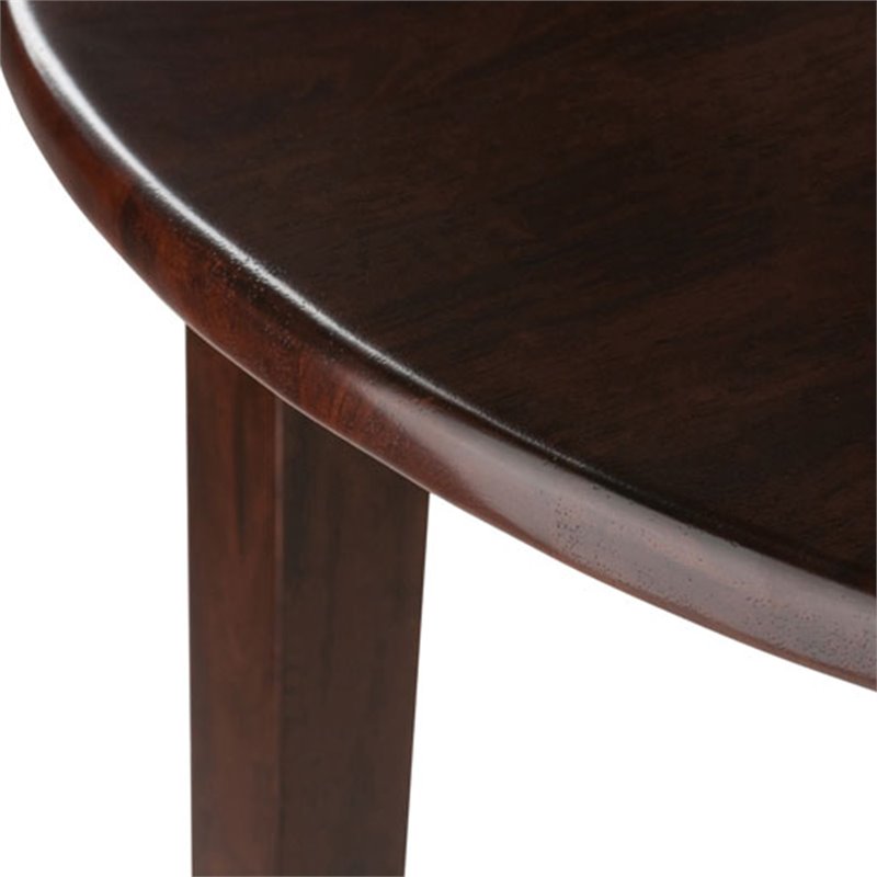 Pemberly Row 3-Piece Drop Leaf Solid Wood Dining Set w/ Round Tabletop in Walnut