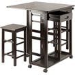 Pemberly Row 3-Piece Solid Wood Drop Leaf Space Saver Dining Set in Coffee
