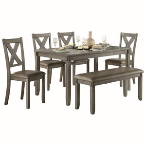 Pemberly Row 6 Piece Wood Dining Set in Gray