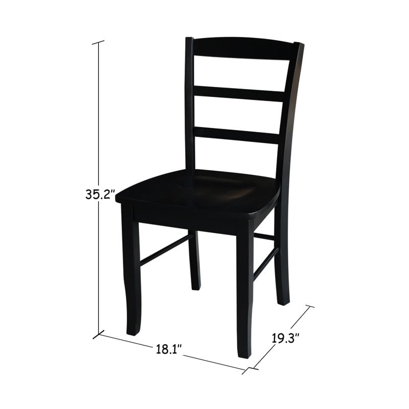 Pemberly Row Ladderback Dining Chair in Black (Set of 2)