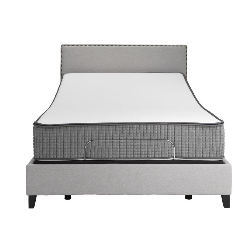 Pemberly Row Metal Flippable King Mattress and 2 Bed Base in White