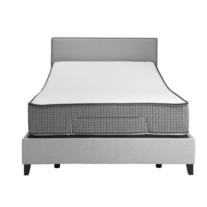 Pemberly Row Metal Flippable King Mattress and P Bed Base in White