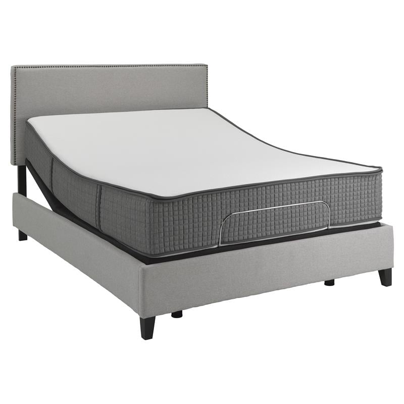 Pemberly Row Metal Flippable King Mattress and P Bed Base in White