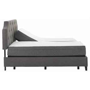 Pemberly Row 8&quot Modern Fabric/Metal Cal King Split Mattress and H Bed in White