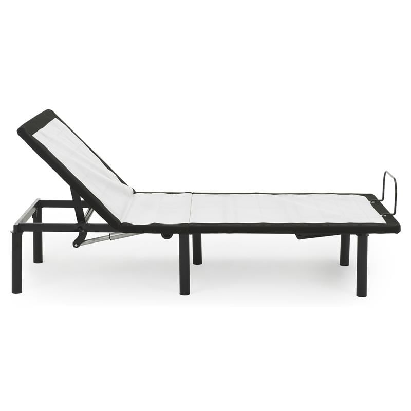 Pemberly Row Transitional Metal Model H Adjustable Twin Long Bed Base in Black