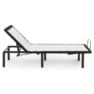 Pemberly Row Transitional Metal Model H Adjustable Twin Long Bed Base in Black
