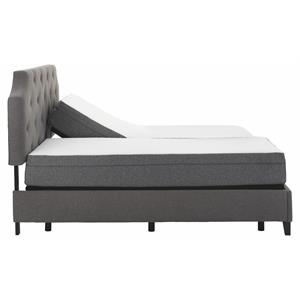 Pemberly Row 10&quot Modern Fabric/Metal King Split Mattress & Model H Bed in White