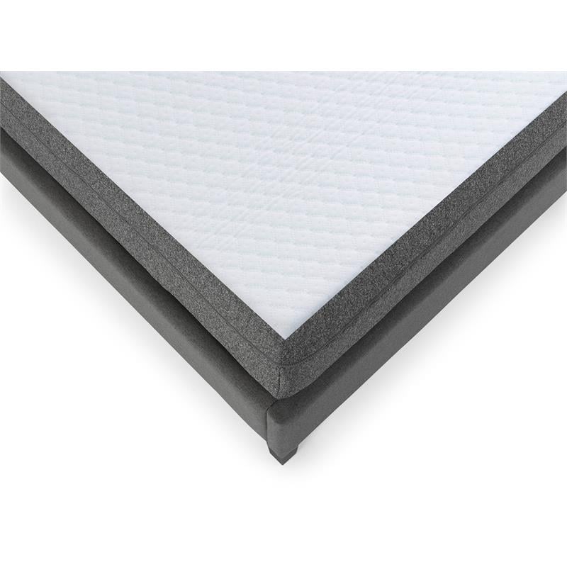 Pemberly Row Modern Fabric/Metal Queen Foam Mattress & 2 Adjustable Bed in White